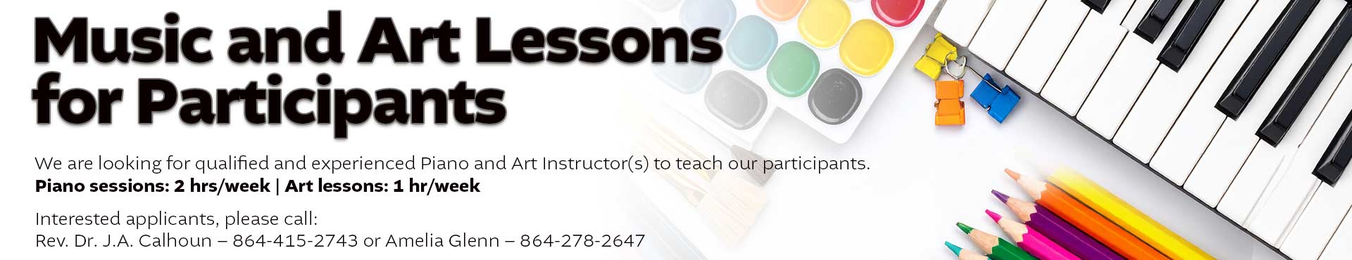 Music and Art Instructors Needed